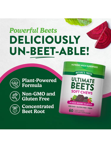 Beet Root Chews | 60 Vegan Soft Chews