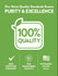 Infographic stating 100% Quality, GMP Certified Company, FDA Registered Facility, and Packaged in the U.S.A.