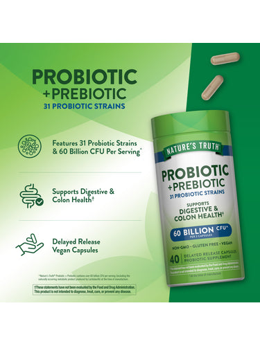 Probiotic & Prebiotic Pills | 60 Billion CFU