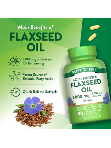 Leinsamenöl 3000 mg mit 1500 mg Omega 3
