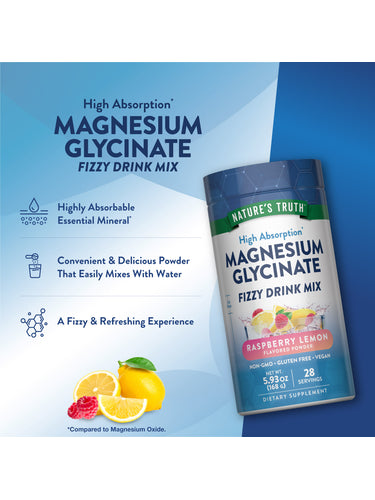 Magnesium Glycinate Drink Mix | Raspberry Lemon Flavor