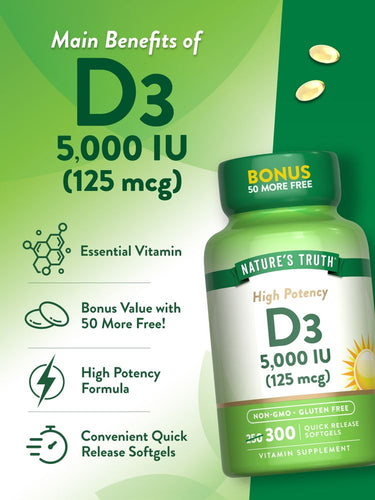 Vitamina D3 5000 UI (125 mcg) | Extra Forte