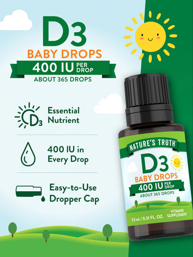 Gotas Líquidas de Vitamina D3 para Bebés 400 UI (10 mcg)