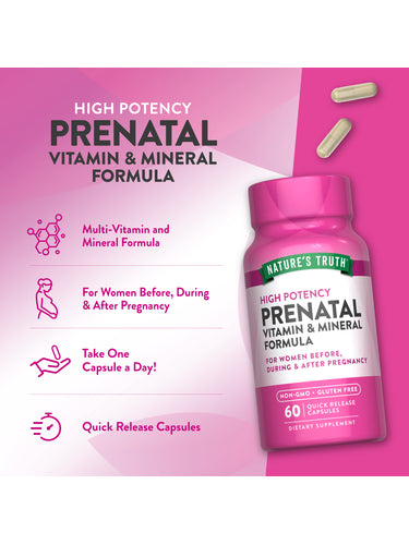 Prenatal Vitamins with Folic Acid | 60 Capsules