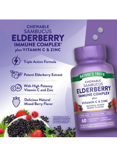 Elderberry Immune Complex with Vitamin C and Zinc | Chewables