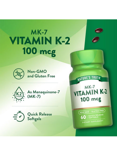 Vitamina K2 MK-7 100 mcg | 60 Cápsulas Blandas
