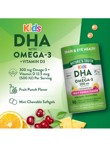 DHA pour enfants | 90 mini capsules à croquer