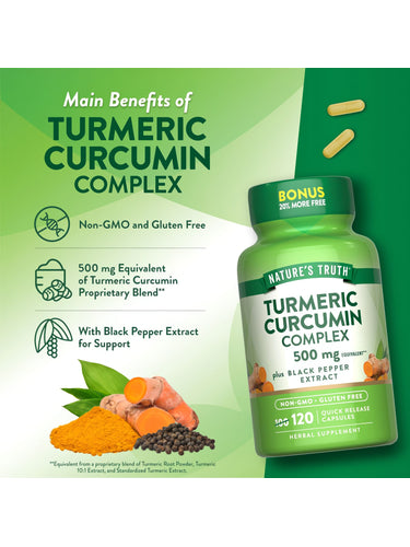 Turmeric Curcumin Complex with Black Pepper | 120 Capsules