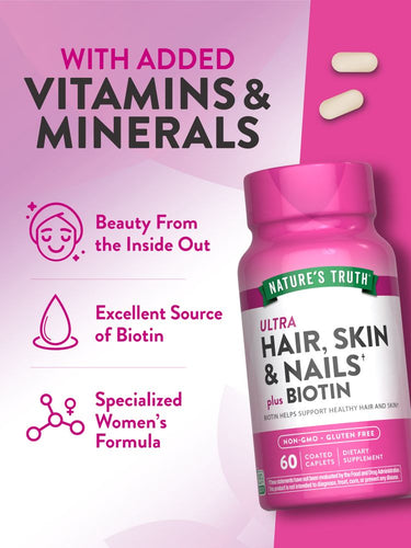 Hair Skin and Nails Vitamins with Biotin, Collagen