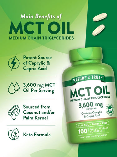 Huile de MCT 3600 mg (Triglycérides à Chaîne Moyenne)