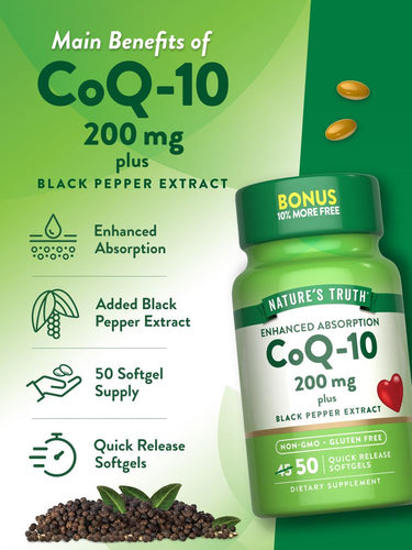 CoQ-10 200 mg con Pimienta Negra
