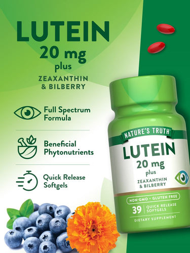 Lutein 20 mg with Zeaxanthin, Bilberry