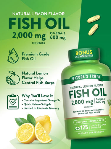 Huile de Poisson Oméga 3 2000 mg | Saveur Citron