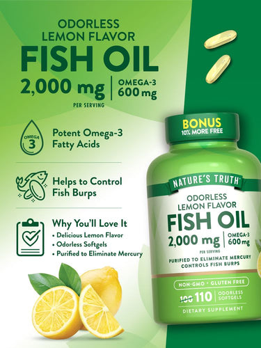 Olio di Pesce 2000 mg Senza Odore | Aroma Limone