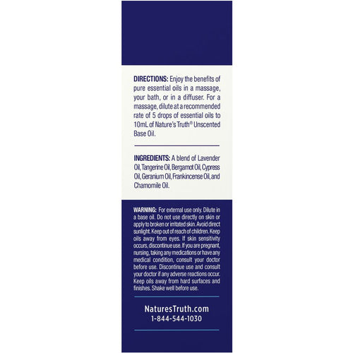The Supplement Facts panel for Nature's Truth Good Nite Oil 15 mL, detailing ingredients and nutritional information.