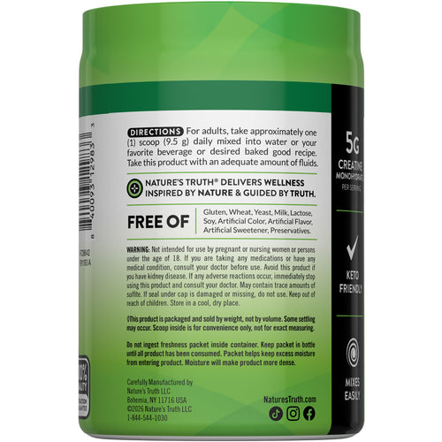 NT Creatine + Collagen Powder 7.05 oz tub features 5G Creatine Monohydrate per serving, keto-friendly, and mixes easily.