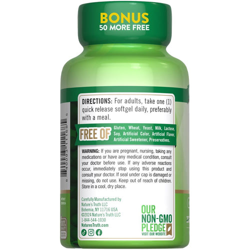 NT D3 5000 IU (125 mcg) quick release softgels bottle contains 250 plus 50 bonus softgels, totaling 300.