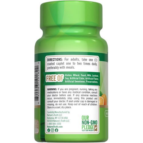 A bottle containing 60 caplets of NT C 1000 mg with Bio&RH and T/R coated caplets visible on a hand-held scale.