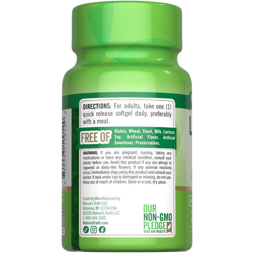 Lutein 40 mg with Zeaxanthin, 30 softgels in hand for scale.