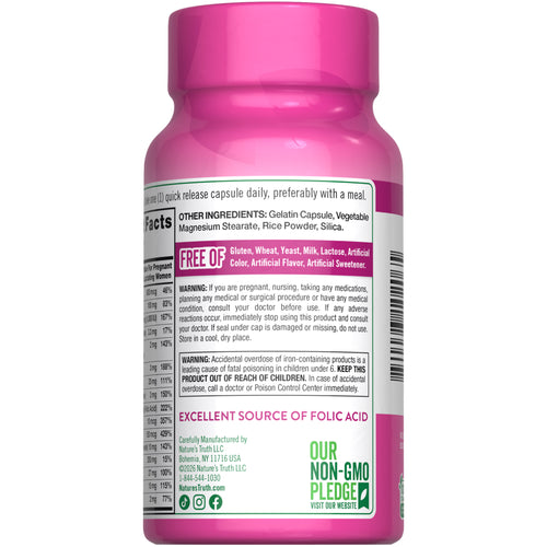 Supplement Facts panel shows details for Prenatal Vitamins and Minerals, 60 capsules.