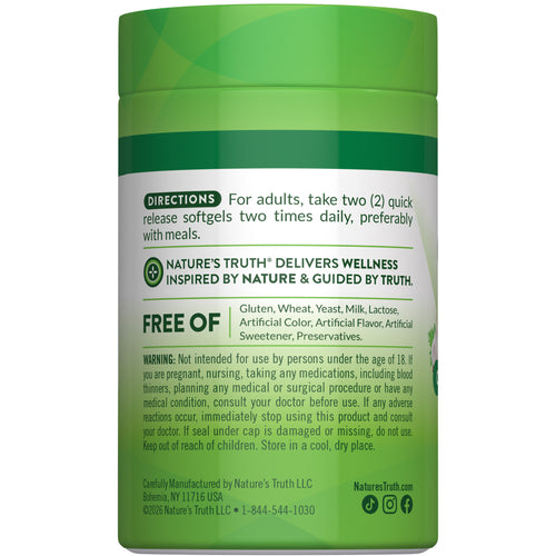 NA AMZ Odorless Garlic 2400mg 180 Softgels bottle with back label showing usage directions and 'FREE OF' statement.