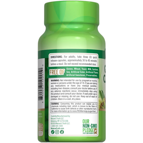 Hand holding Garcinia Cambogia plus Chromium bottle with 90 capsules.