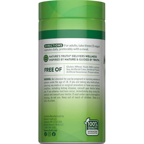 Magnesium Glycinate bottle: Gluten & Wheat Free, Yeast Free, Milk & Lactose Free, Soy Free, No Artificial Color/Flavor/Sweetener/Preservatives.
