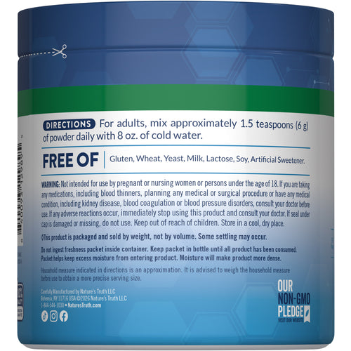NT Magnesium 10 + Saffron Fizzy Powder 6.35oz container with usage directions and 'Free Of' claims visible on label.