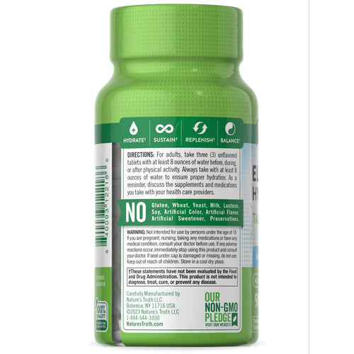 A bottle of NT Electrolyte Hydration containing 90 tablets is displayed on a hand scale.