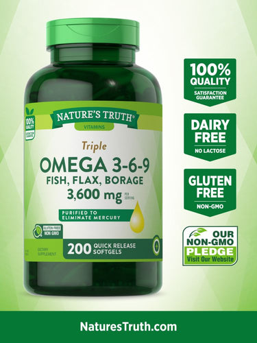 Triple Omega 3-6-9 3600 mg with Fish, Flax, Borage