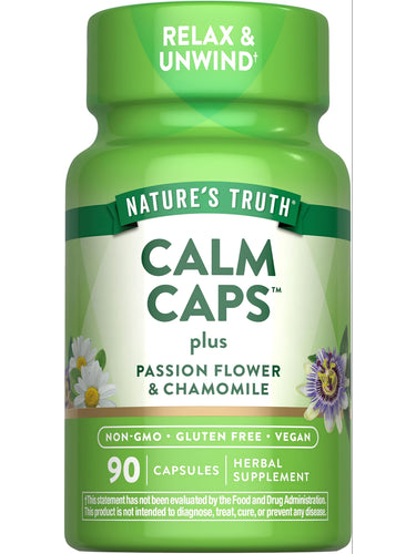 Nature's Truth Calm Caps with Passion Flower and Chamomile, Herbal Supplement, 90 capsules.