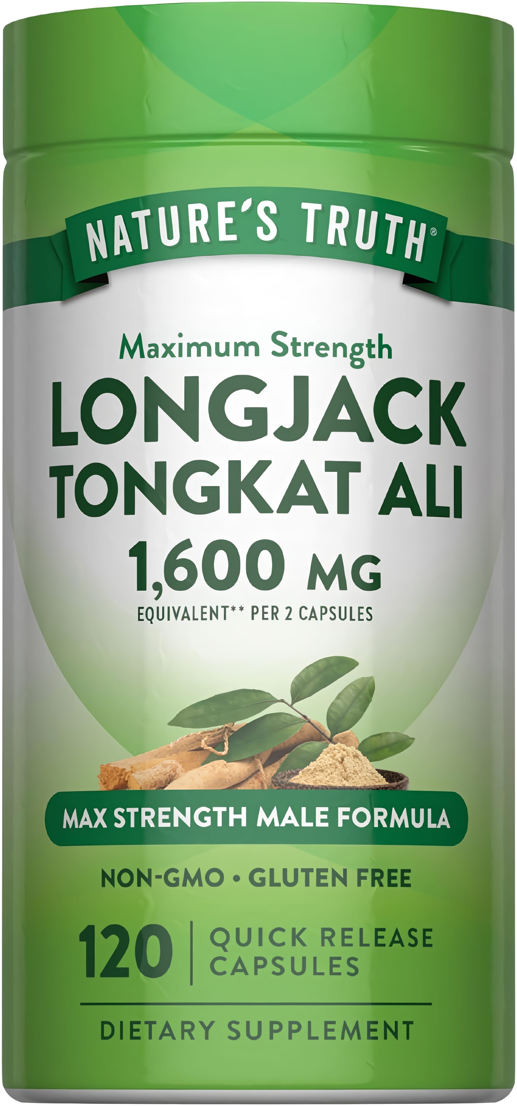 LONGJACK TONGKAT ALI 1,600 MG Equivalent, 120 Quick Release Capsules. Non-GMO, Gluten Free. Max Strength Male Formula.