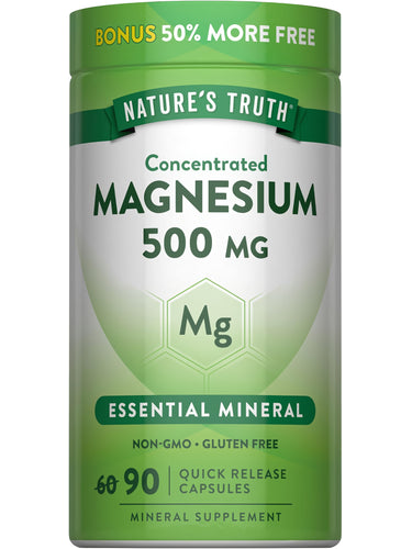 Concentrated Magnesium 500 MG, 90 Quick Release Capsules. Includes 50% more free capsules.