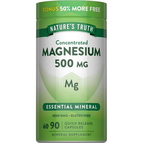 Concentrated Magnesium 500 MG, 90 Quick Release Capsules. Includes 50% more free capsules.