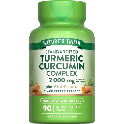 Turmeric Curcumin Complex 2000 mg, with BioPerine Black Pepper Extract, 90 Quick Release Capsules.