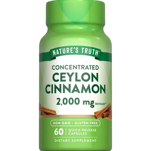 Nature's Truth Ceylon Cinnamon 2,000 mg, 60 Quick Release Capsules. Non-GMO and Gluten Free product.