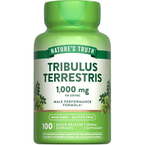 Nature's Truth Tribulus Terrestris 1,000 mg Male Performance Formula, 100 Quick Release Capsules, Herbal Supplement.