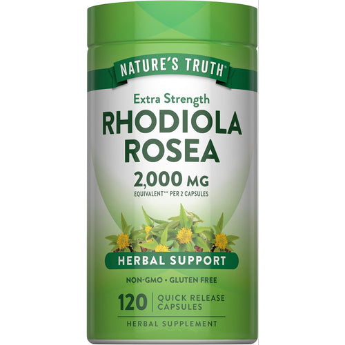 Nature's Truth Extra Strength Rhodiola Rosea 2,000 mg per 2 Capsules, 120 Quick Release Capsules, herbal supplement.