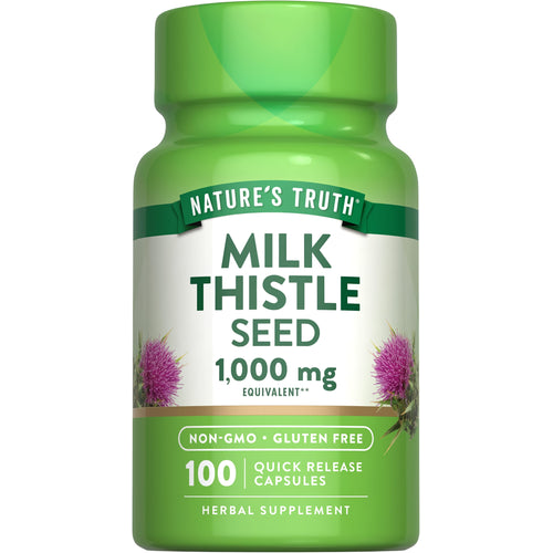 Milk Thistle Seed 1,000 mg Equivalent, 100 Quick Release Capsules. Non-GMO, Gluten Free. Herbal Supplement.