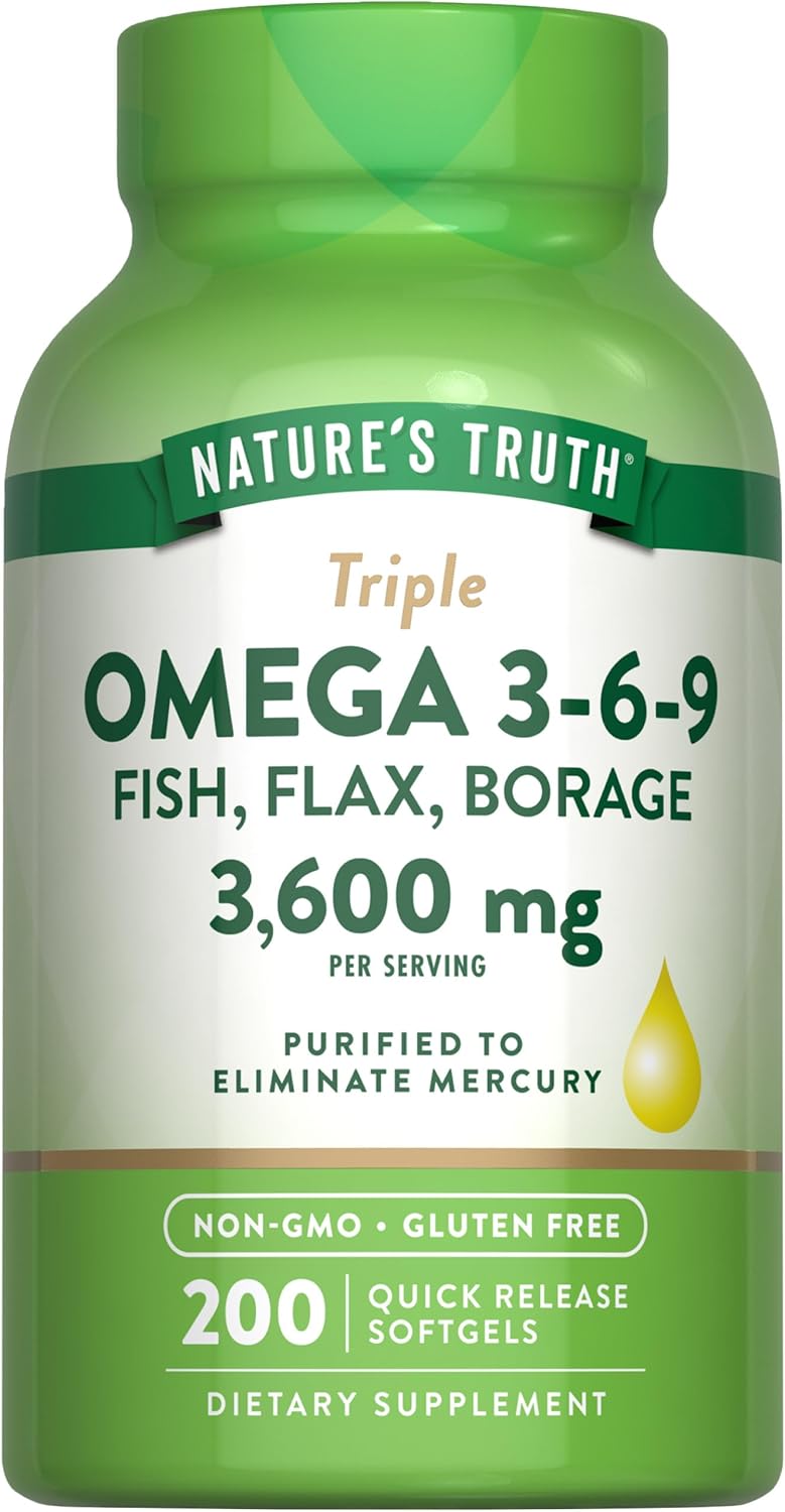 Triple Omega 3-6-9 3600 mg with Fish, Flax, Borage