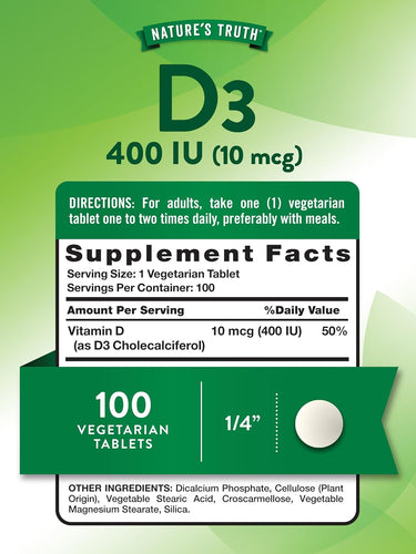 Vitamin D3 400 IU (10 mcg)