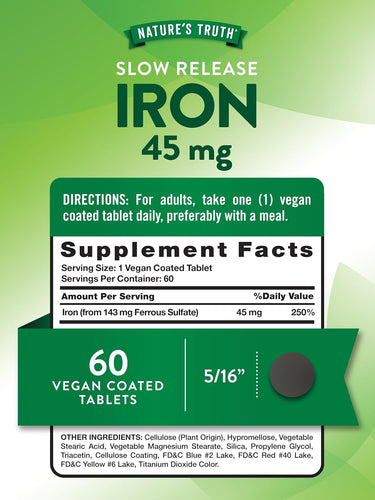 Ferro 45 mg | Liberação Lenta