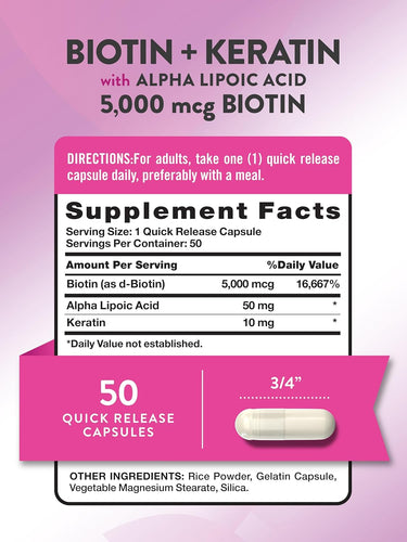 Biotin 5000 mcg with Keratin and Alpha Lipoic Acid