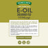E Oil bottle with icons indicating paraben free, gluten free, and quality assured.