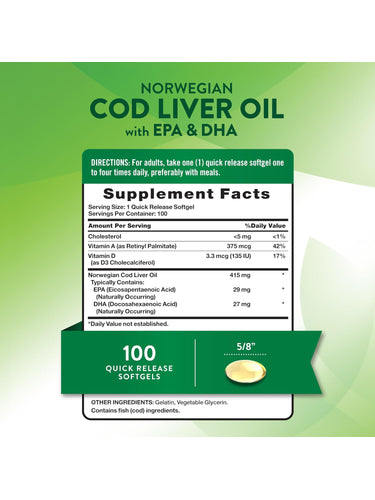 Aceite de Hígado de Bacalao Noruego con EPA, DHA