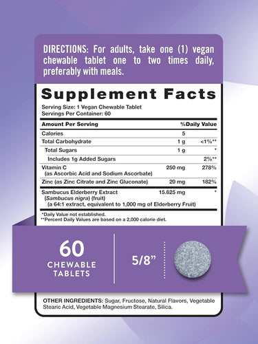 Elderberry Immune Complex with Vitamin C and Zinc | Chewables