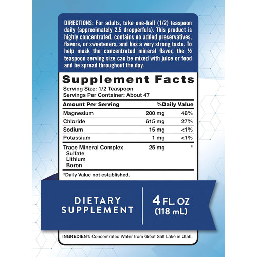 Supplement Facts label for NT Liquid Magnesium, 4 fl oz bottle.