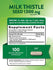 Milk Thistle Seed 1,000 mg Equivalent Quick Release Capsules, 100 count, showing Supplement Facts and a 3/4' capsule.