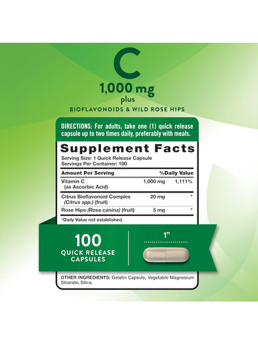 Vitamin C 1000 mg with Bioflavonoids, Rose Hips