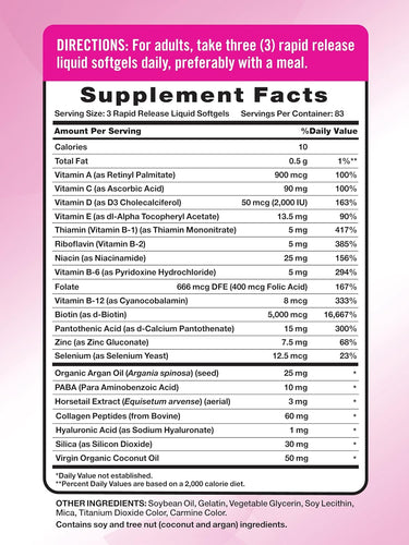 Vitamines pour Cheveux, Peau et Ongles | 5000mcg